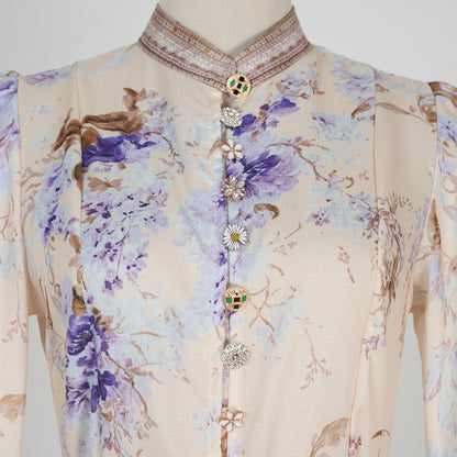Printed Long Sleeve Elegant Dress