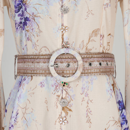 Printed Long Sleeve Elegant Dress