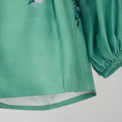 Standing Collar Shirt Elastic Waist Short Set