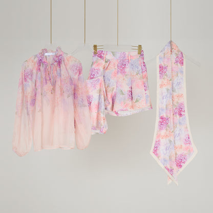 Print Top & Shorts Three Piece Set