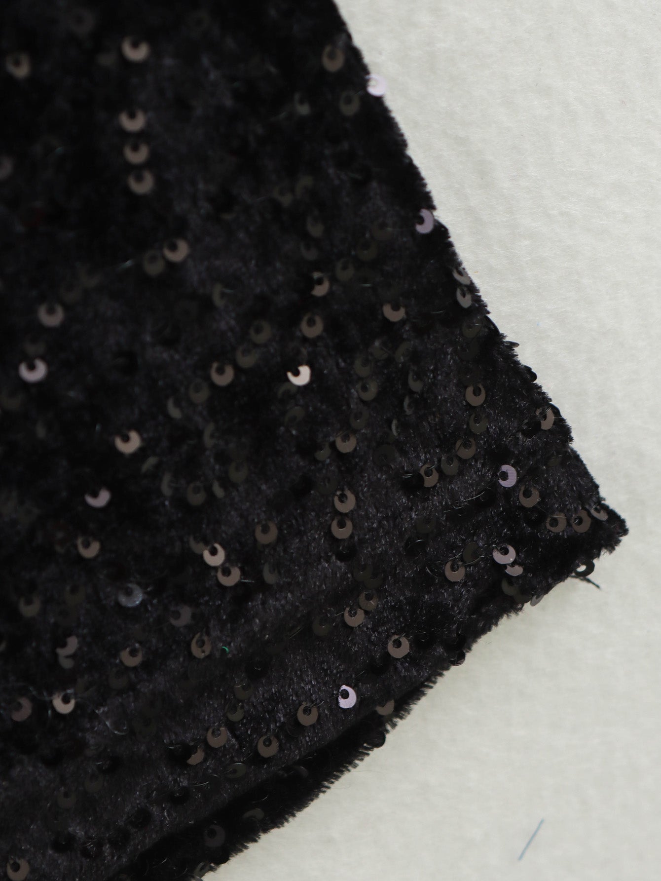 Sequin Black Padded Shoulder Dress