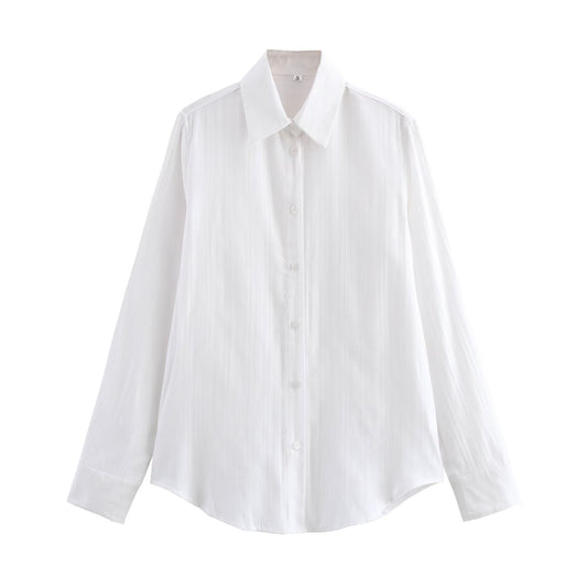 Texture Minimalist Long Sleeve Collared Shirt