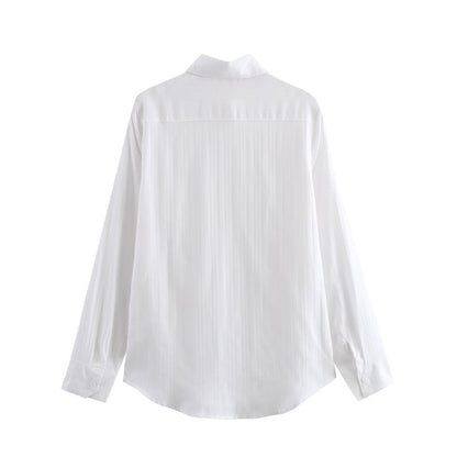 Texture Minimalist Long Sleeve Collared Shirt