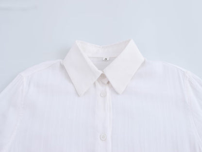 Texture Minimalist Long Sleeve Collared Shirt