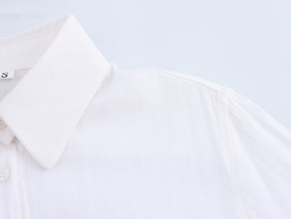 Texture Minimalist Long Sleeve Collared Shirt