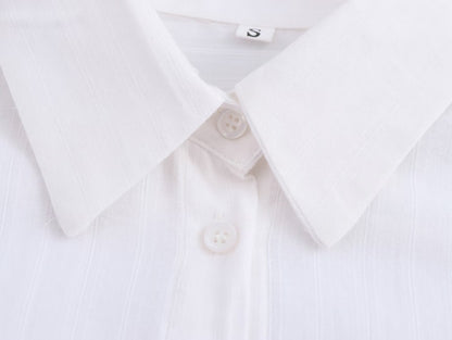 Texture Minimalist Long Sleeve Collared Shirt