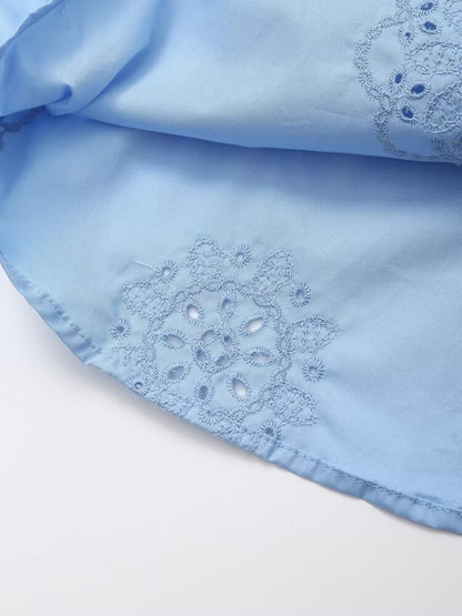 Women Clothing Top Product Embroidered Decorative Poplin Shirt