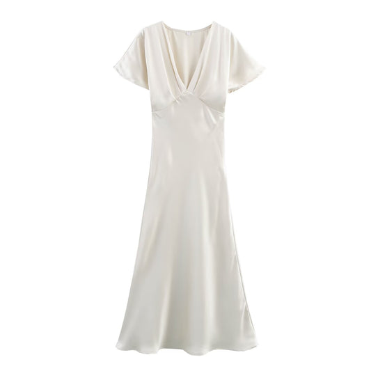 Silk Satin Midi Dress
