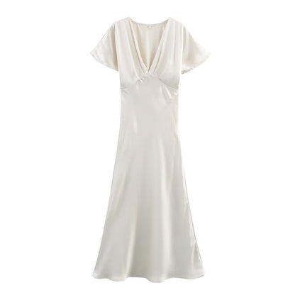 Silk Satin Midi Dress
