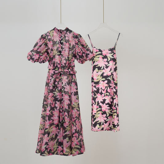Floral Short Sleeved Midi Dress