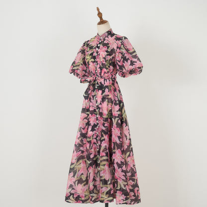 Floral Short Sleeved Midi Dress