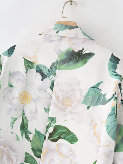 Loose Floral Printed Blazer