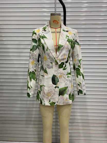 Loose Floral Printed Blazer
