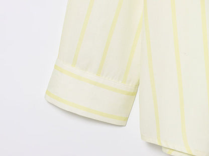 Butter Yellow Striped Button-down Shirt