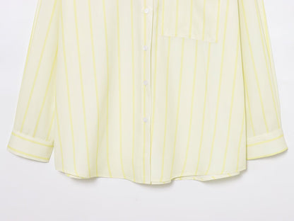 Butter Yellow Striped Button-down Shirt