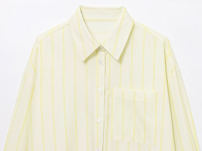 Butter Yellow Striped Button-down Shirt