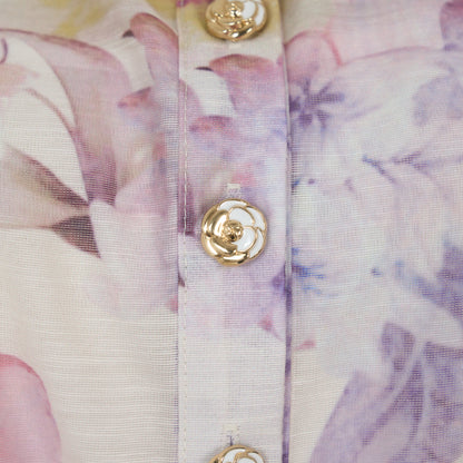 Long Sleeved Floral Printed Blouse & Skirt Set