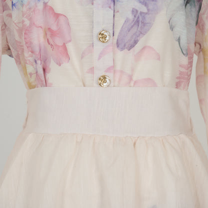 Long Sleeved Floral Printed Blouse & Skirt Set