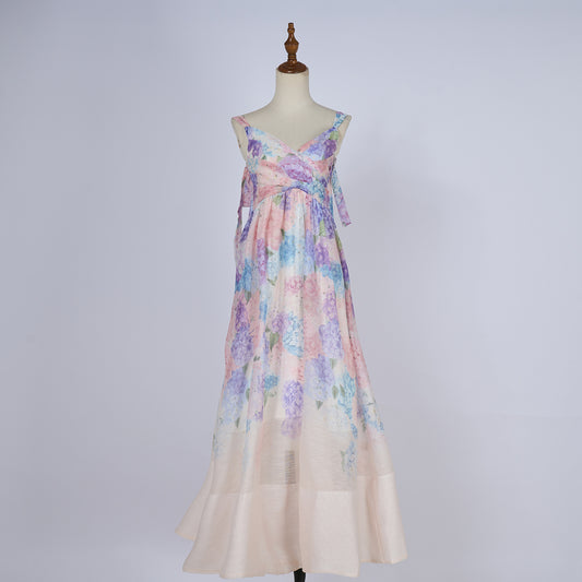 Lady Sweet Bow Tie Strap Dress In Mid Length