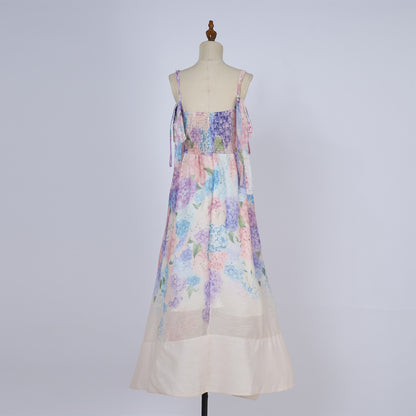 Lady Sweet Bow Tie Strap Dress In Mid Length