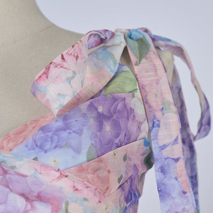 Lady Sweet Bow Tie Strap Dress In Mid Length