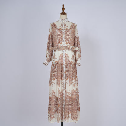 Loose And Slim Fitting V Neck Dress With Belt
