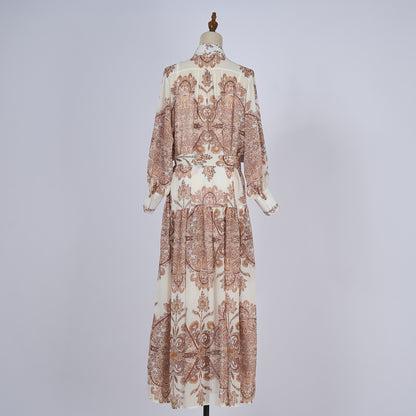 Loose And Slim Fitting V Neck Dress With Belt