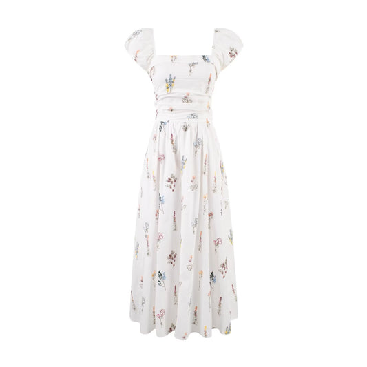 Embroidered Puff Sleeve Dress