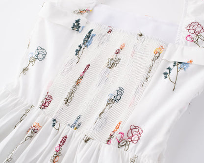 Embroidered Puff Sleeve Dress