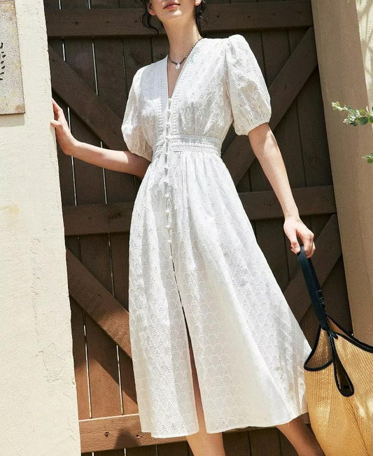 Cotton Embroidery Tea Dress