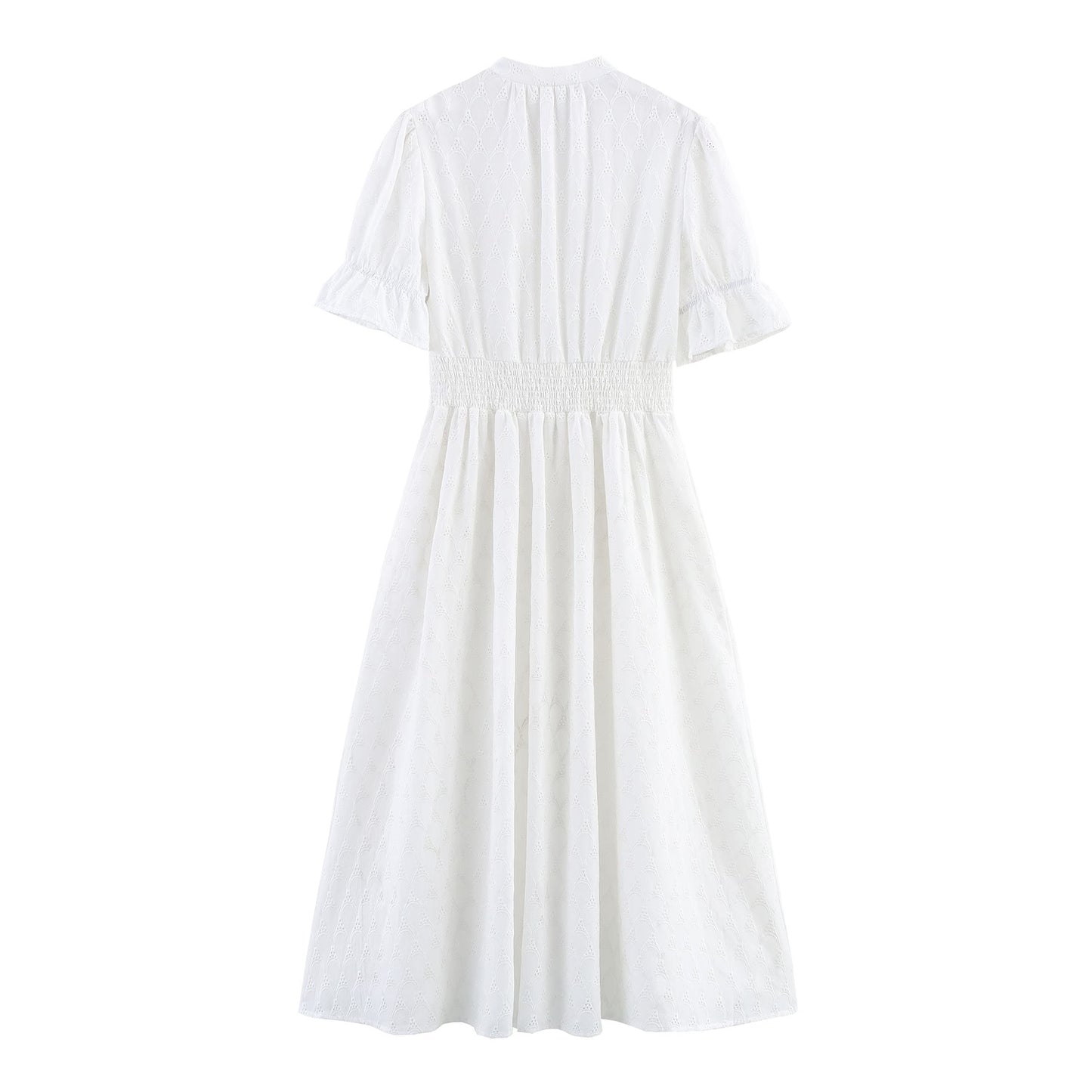 Embroidered Short Sleeve Midi Dress