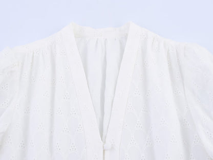 Embroidered Short Sleeve Midi Dress