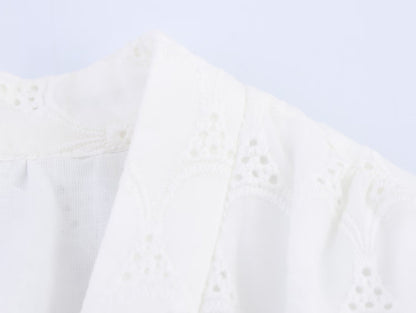 Embroidered Short Sleeve Midi Dress