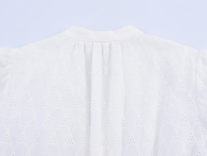 Embroidered Short Sleeve Midi Dress