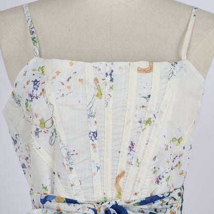 Fishbone Floral Midi Dress