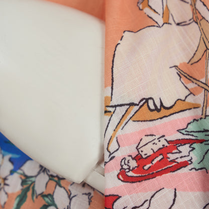 Linen Palm Tree Pattern Picnic Style Dress