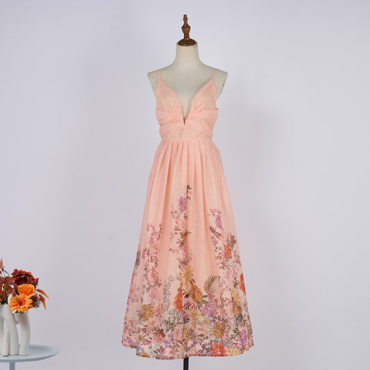 Women Summer Halter Floral Sleeveless Design Maxi Dress