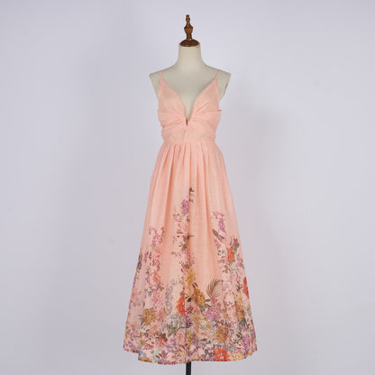 Women Summer Halter Floral Sleeveless Design Maxi Dress