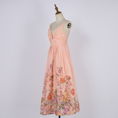 Women Summer Halter Floral Sleeveless Design Maxi Dress