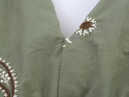 Green Elegant Embroidery Halter Dress