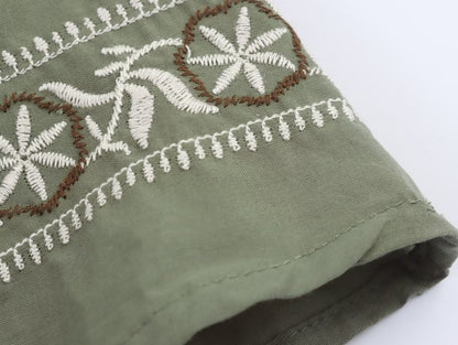 Green Elegant Embroidery Halter Dress