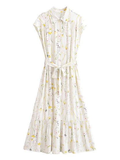 Printed Bohemian Beach Belt Dress