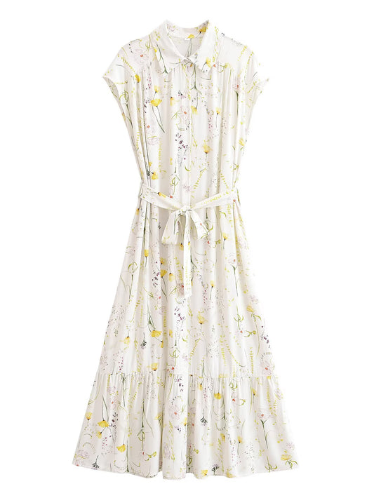 Printed Bohemian Beach Belt Dress