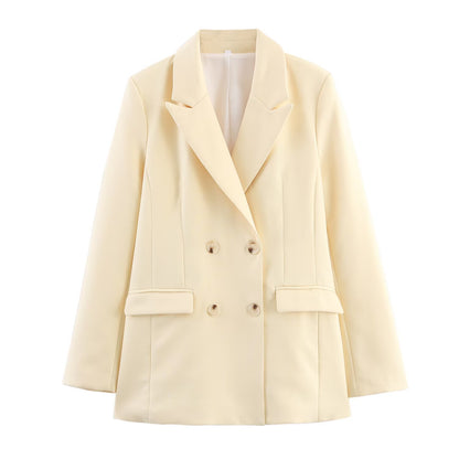 Soft Yellow Double Breasted Blazer