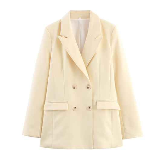 Soft Yellow Double Breasted Blazer