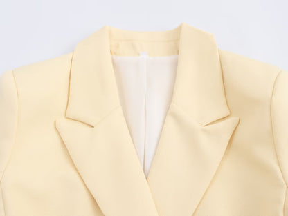 Soft Yellow Double Breasted Blazer