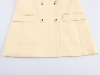 Soft Yellow Double Breasted Blazer