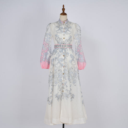 Lantern Sleeve Retro Printed Dress