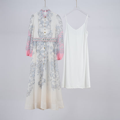 Lantern Sleeve Retro Printed Dress
