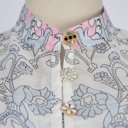 Lantern Sleeve Retro Printed Dress